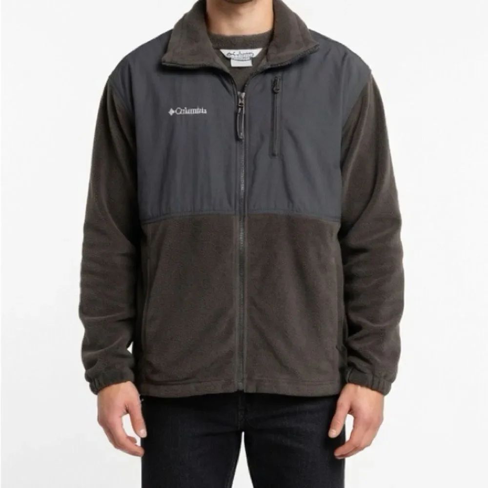 Columbia Men’s Jacket Black Two-Tone Fleece Lined  Pockets SZ L
